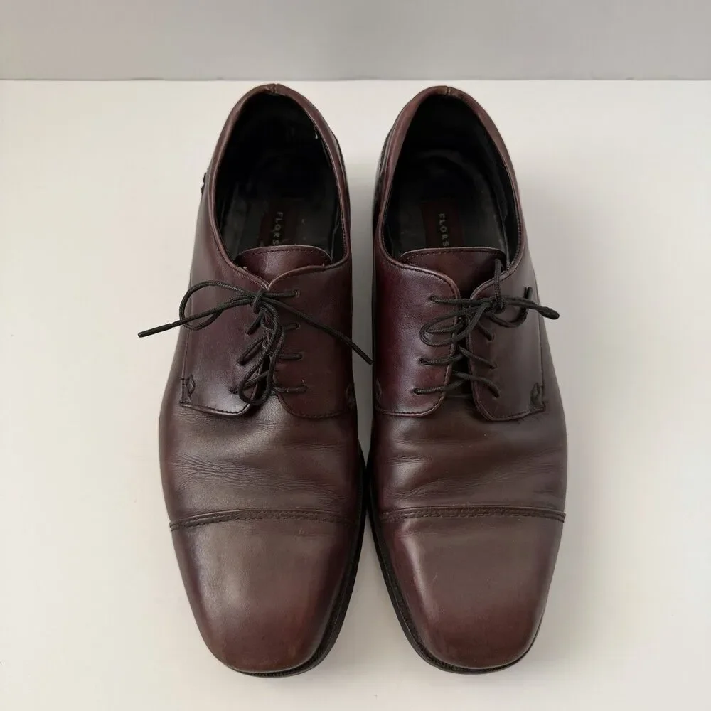 Florsheim Men’s 10.5 D Burgundy Leather Cap Toe Oxford Dress Shoes 18358